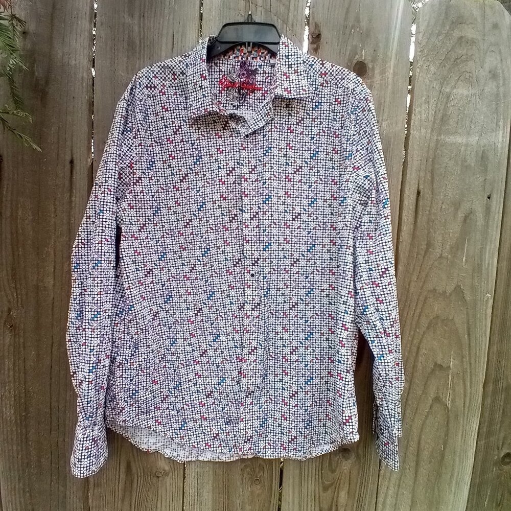Robert Graham Abstract Geometric Colored Pattern Long Sleeves Shirt XL